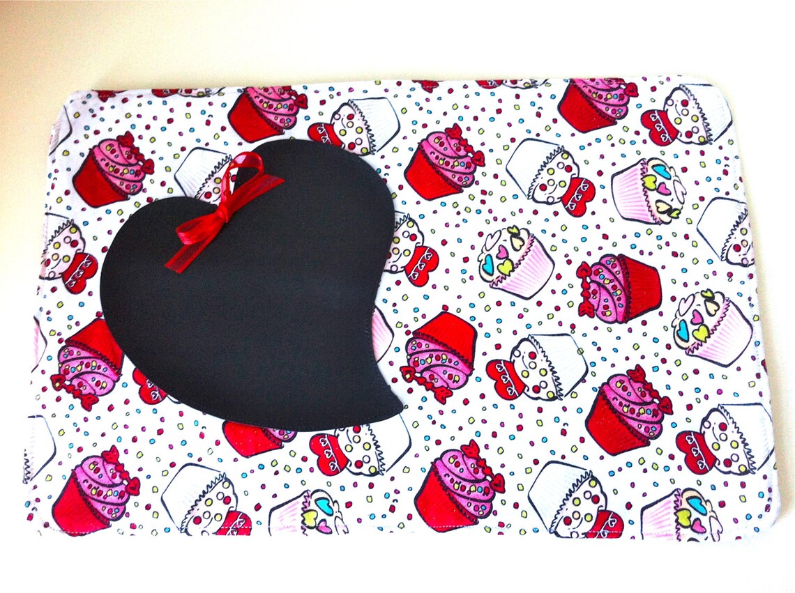 Valentines Placemat with Chalk Cloth Heart Etsy