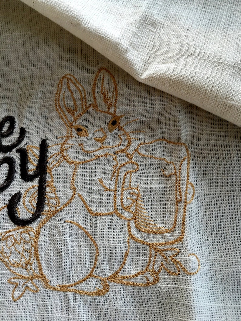 Easter Be Hoppy Embroidered Tea Towel Bunny Kitchen Tea - Etsy