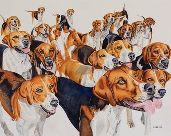 SALE PRICE Original Hound Watercolor Painting