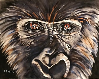 Original Gorilla Watercolor Painting