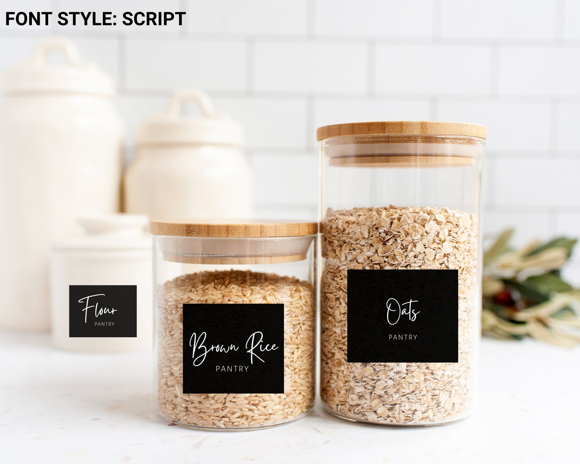 Script Pantry Labels Custom Kitchen Pantry Labels Home Etsy
