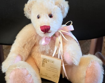 Vintage OOAK Bearlloons Hand crafted collectible artist teddy bear 1993. Hand dyed pink. 10 Inch
