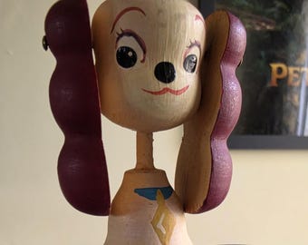Disney Lady from Lady & the Tramp 1961 Kokeshi Japanese Folk Art wooden collectible doll