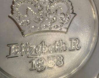 Queen Elizabeth II, 1953 Coronation Commemorative glass ash tray