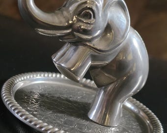 Vintage Seba Silver plated elephant ring holder and tray