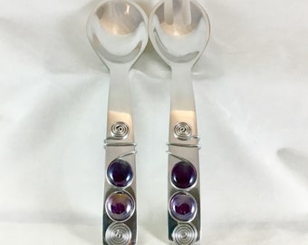 Salad Server Set- Beaded and Wired