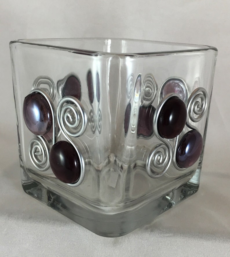 Jeweled Dish with Spoon & Dip Amethyst