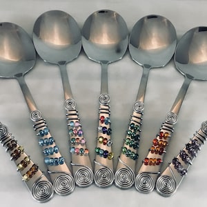 Serving Spoons- Beaded and Wired (1)