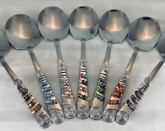 Serving Spoons- Beaded and Wired (1)
