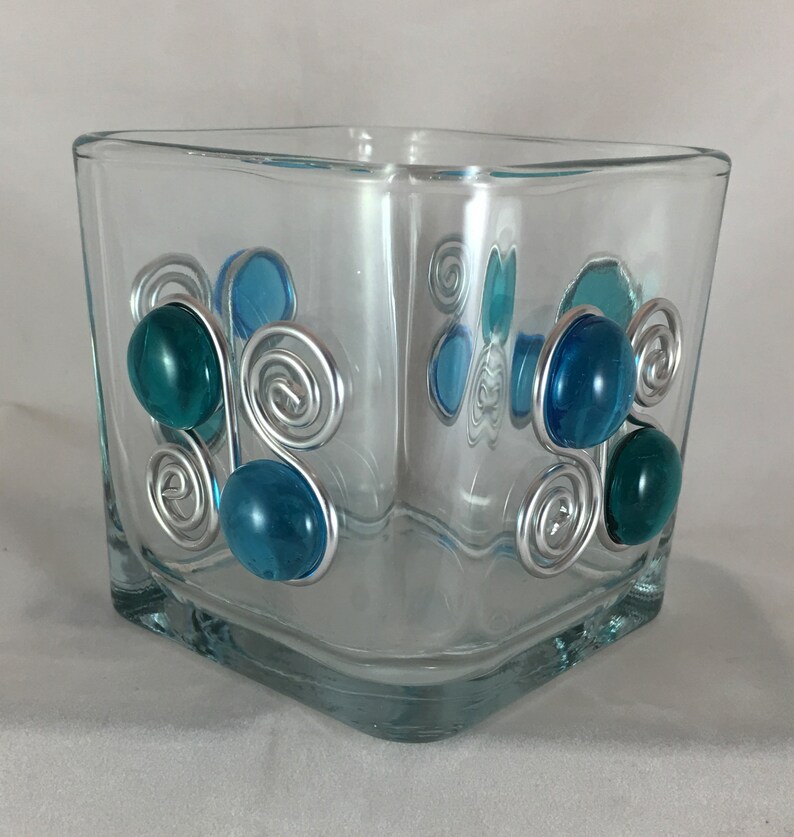 Jeweled Dish with Spoon & Dip Blue, Green