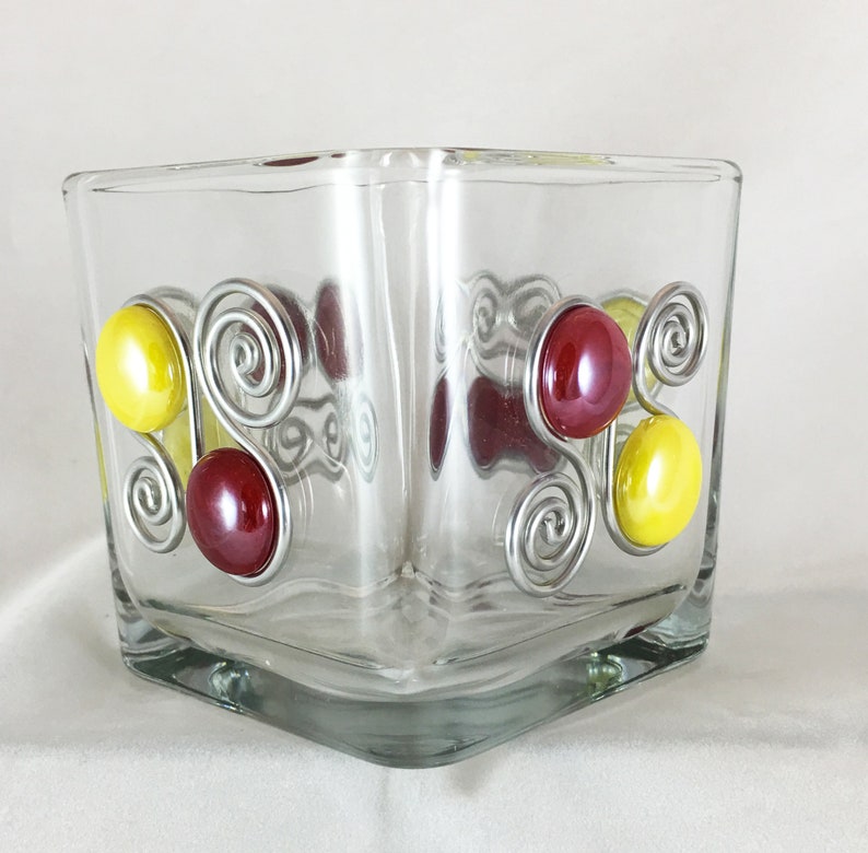 Jeweled Dish with Spoon & Dip Red, Yellow