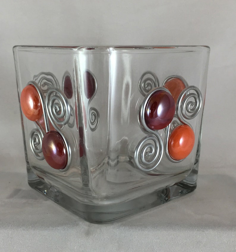 Jeweled Dish with Spoon & Dip Orange, Red