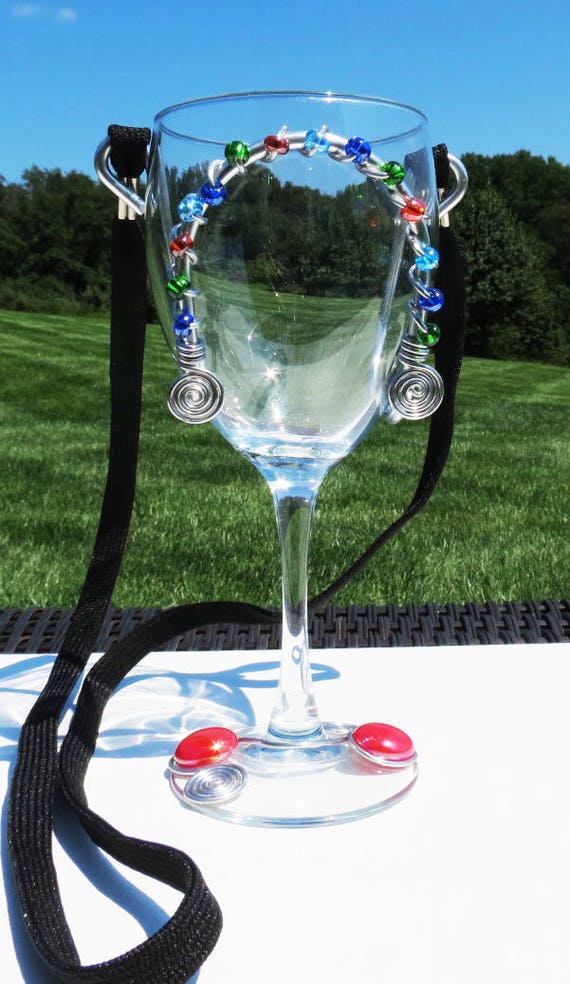 Wine Glass Holder Necklace Beaded and Wired Etsy