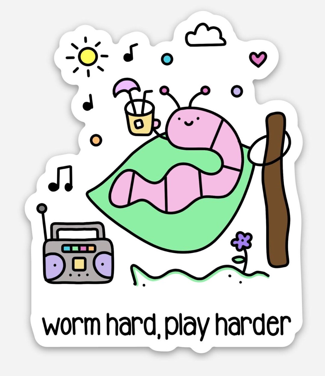 Computer Worm Sticker Worm Sticker - Etsy