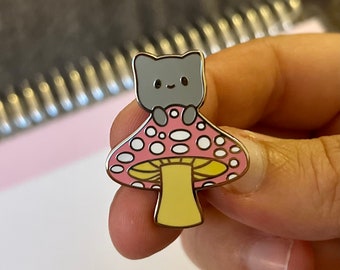 Cat Mushroom Pin