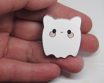 Ghost Cat Enamel Pin