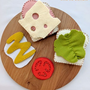 Ham and Cheese Deli Sandwich, Felt Food Pretend Play