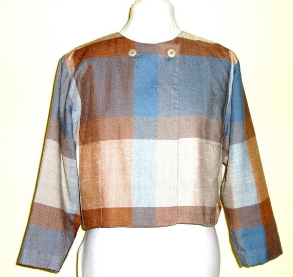 Vtg Prophecy Blue And Beige Plaid 40s 50s 60s Jac