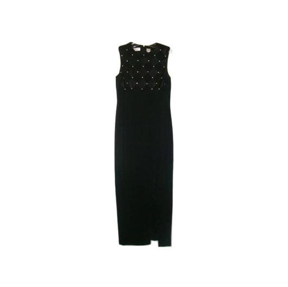 Niteline Long Black Sleeveless Tank Dress Gown W/
