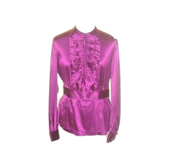 Moda International Purple Silk Ruffle Victorian Fr