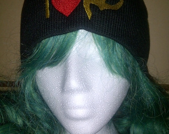 Loki inspired I LOVE LOKI embroidered beanie skull cap