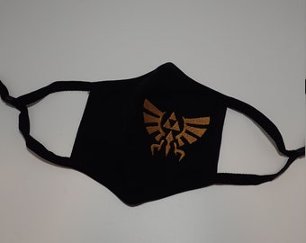 Legend of Zelda Inspired Hylian Royal Crest 3-ply cotton face mask with ear loop adjusters