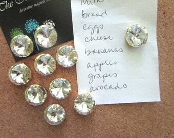 Peridot Lot 12 Push Pins Crystal Embellished Thumb Tacs Peridot Lot 12 Push Pins Crystal Embellished Thumb Tacs