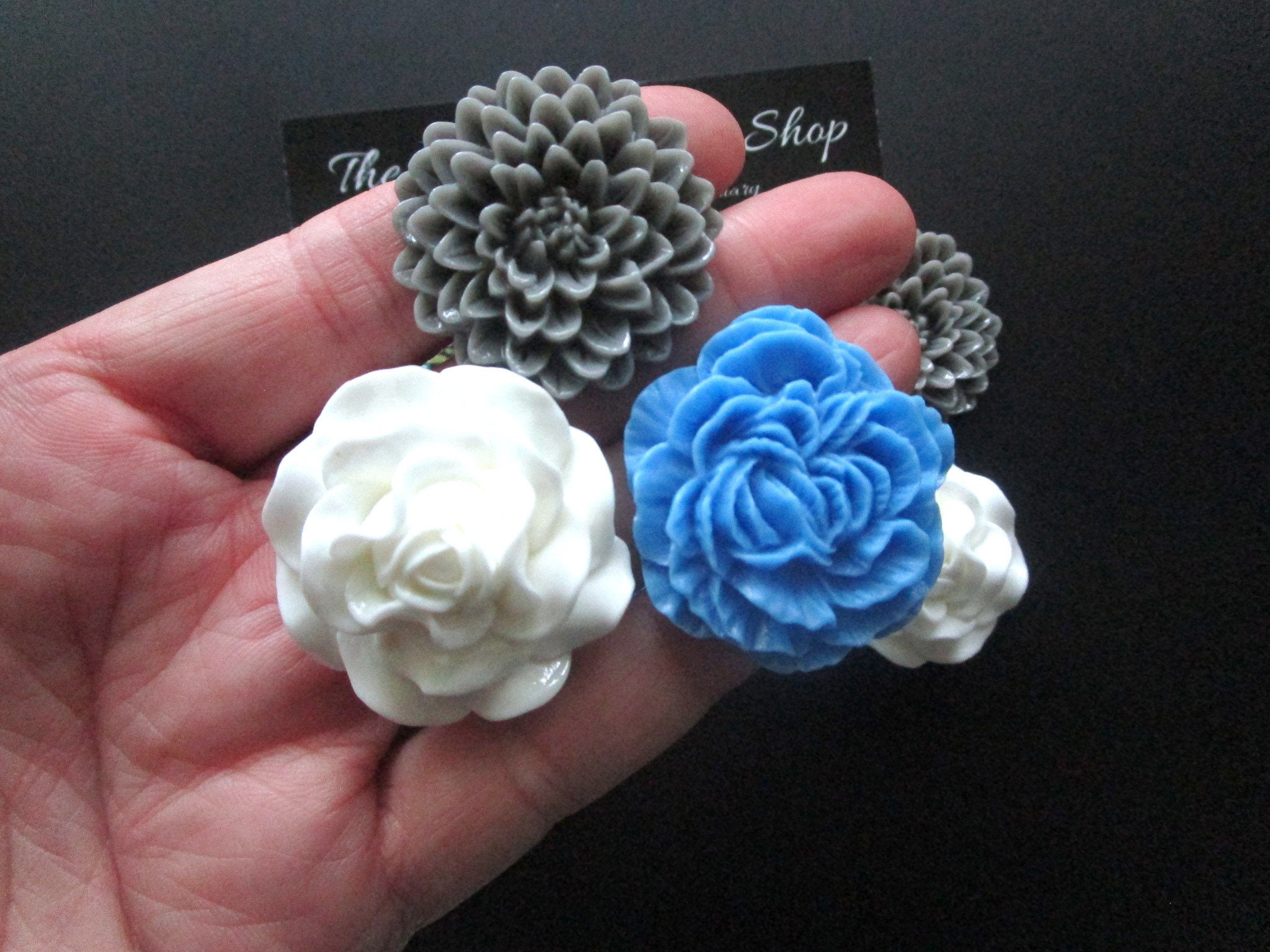 Flower 6 Large Fridge Blue Gray and White Etsy