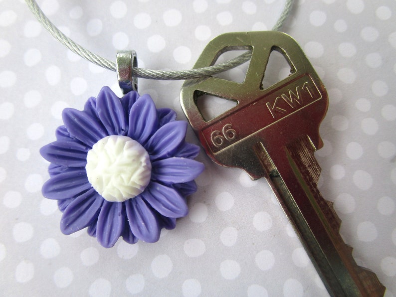 Accessory Gift under 10 Cable Keychain Purple Sunflower Key Chain Stocking Stuffer