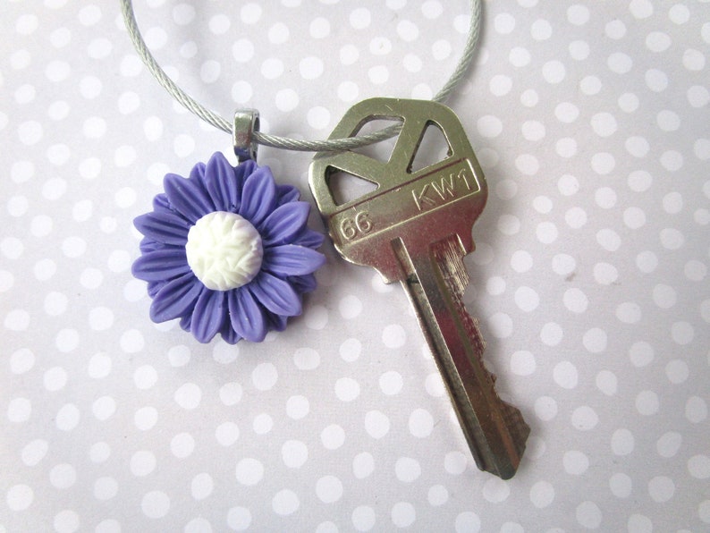 Accessory Gift under 10 Cable Keychain Purple Sunflower Key Chain Stocking Stuffer