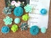 Pretty Thumbtacks / Flower Push Pins 12 pcs Green Flower Thumbtacks, Bulletin Board Thumbtacks, Housewarming Gifts, Wedding Favors 