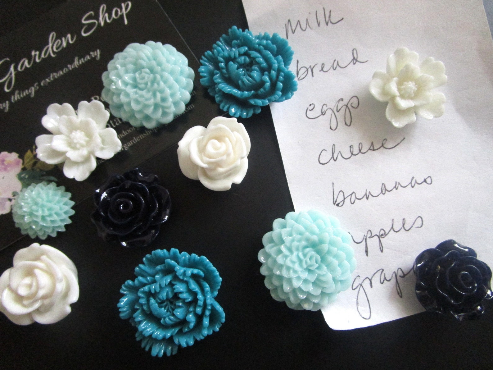 Pretty 12 pc Flower White Aqua Teal and Etsy
