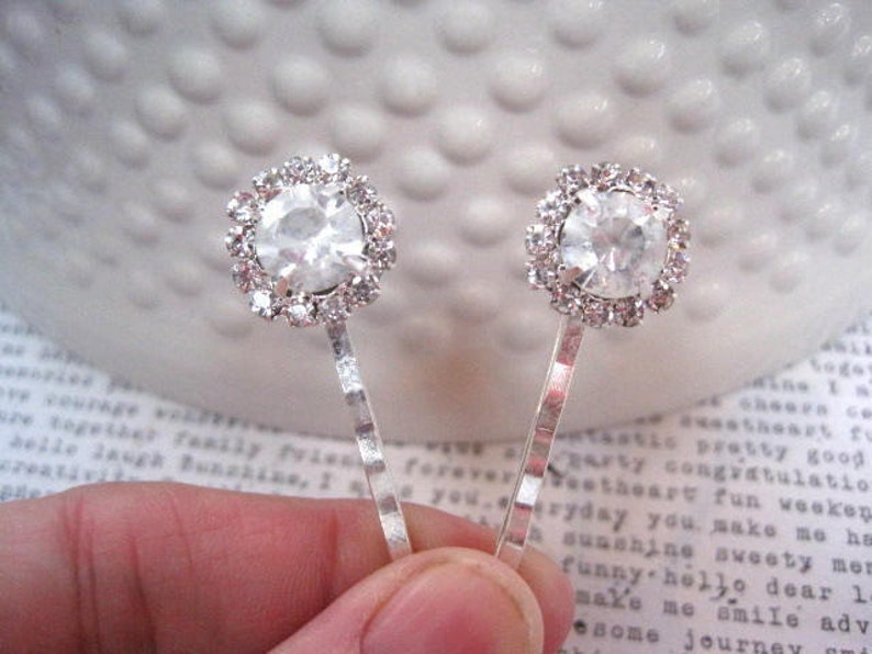 Bobby Pins Diamond Rhinestone Hairpins 2 Piece Silver Bobby Etsy