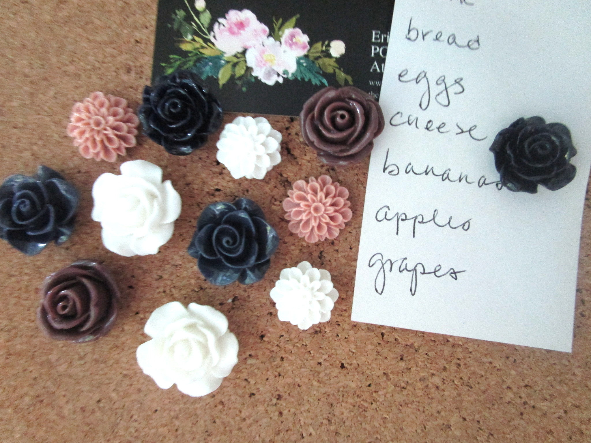 Flower Thumbtack Set 12 Pc Pushpins Neutrals Office Supply Etsy
