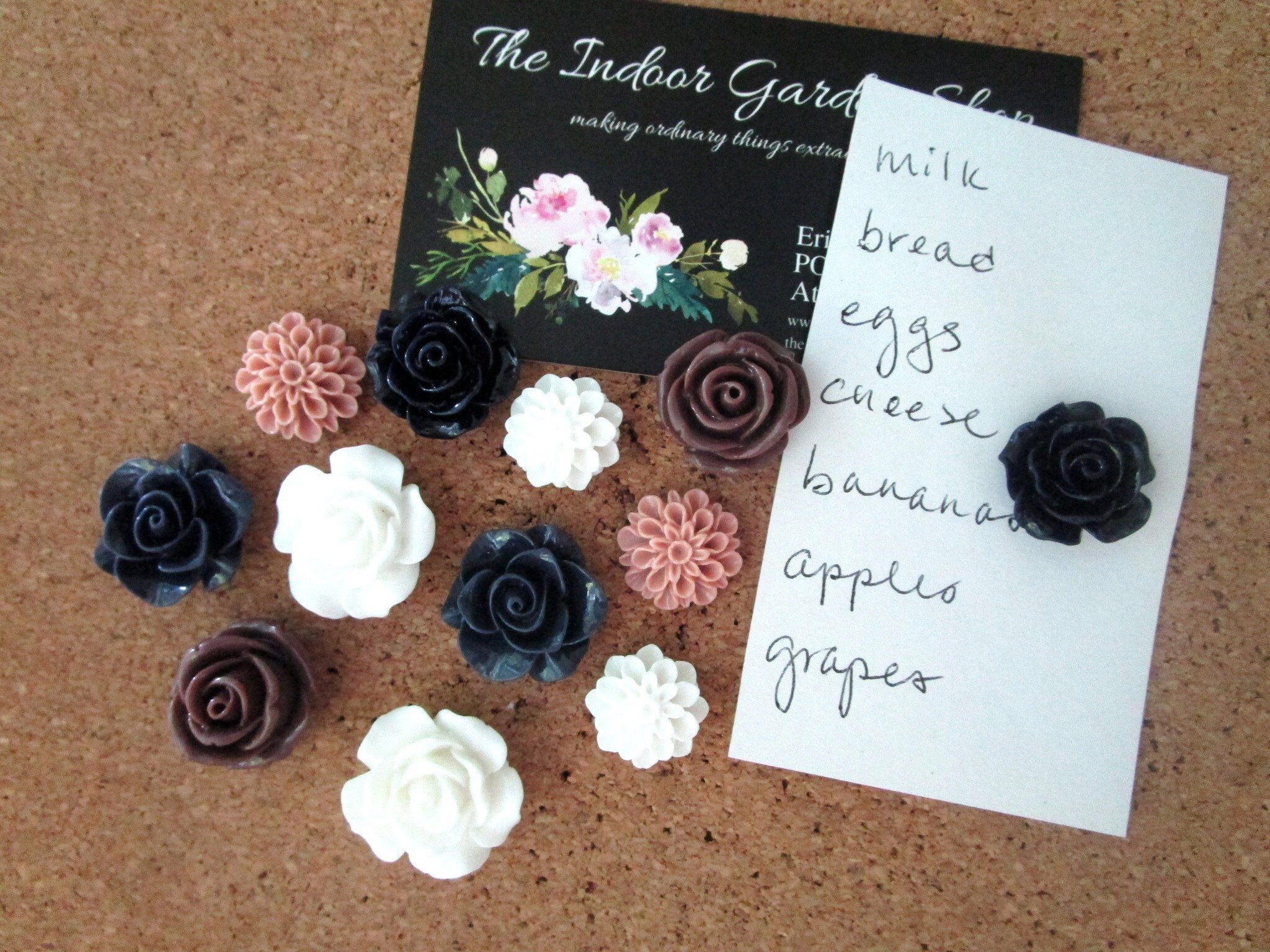 Flower Thumbtack Set 12 Pc Pushpins Neutrals Office Supply Etsy