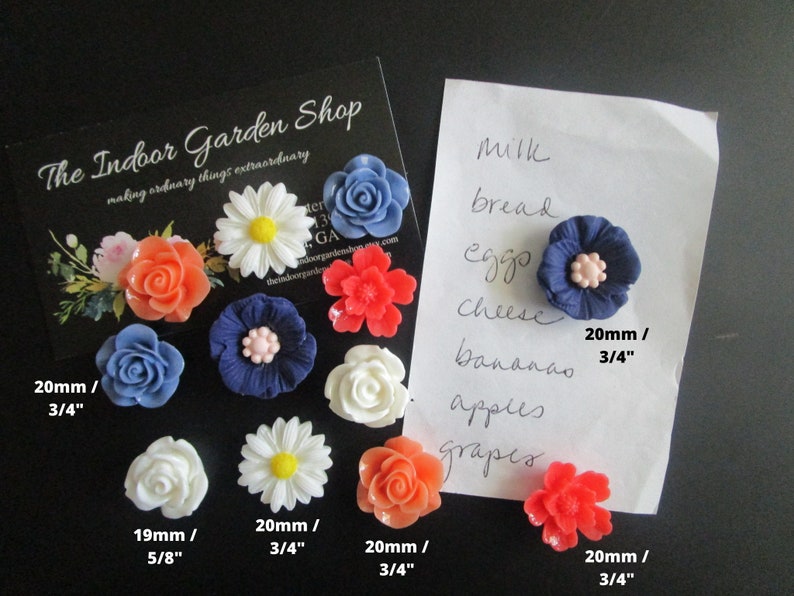 White 12 Flower Magnets Navy Locker Magnets Magnet Set Cute Office Supply Coral Co-Worker Gift Cubicle Decor