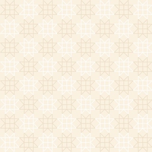 May include: A repeating pattern of geometric shapes in shades of beige, tan, and white. The design features star-like and square shapes, creating a symmetrical and textured appearance. The pattern is suitable for various design applications.