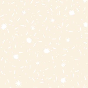 May include: A light beige background with a repeating pattern of white starbursts, dashes, and dots. The design is simple and clean, creating a subtle, textured effect. The pattern is evenly distributed across the surface.