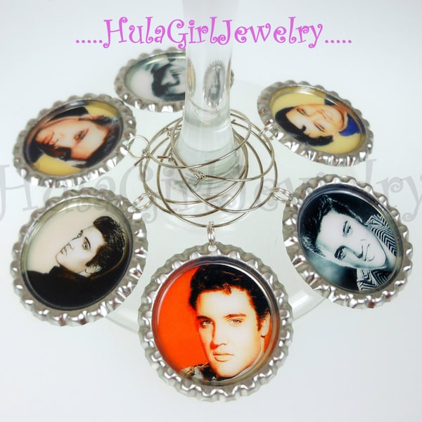 Elvis Wine Charms, legend, Rock and Roll Music Wine Charms