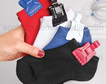 Amazing Sock Clip Sock Holder, Made in U.S.A. Laundry Time Saver, Washer-dryer  Safe, Rainbow Color Assorted 32 Clips, 8 Each of 4 Colors 