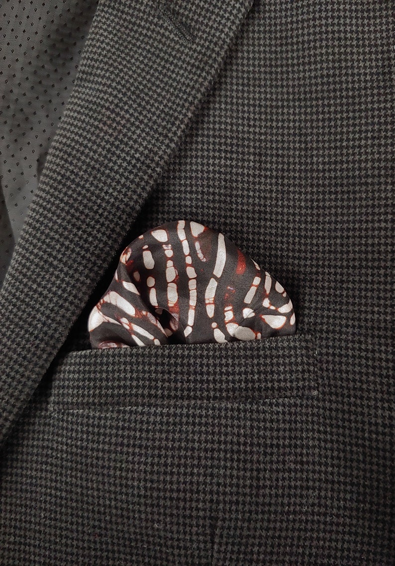 silk pocket square Black /& white pocket square Batik clothing batik handkerchief men/'s accessories. Batik hand made pocket square
