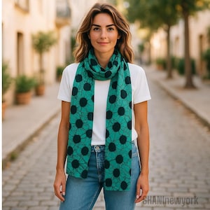Batik green polka dot scarf, st Patrick&#39;s day silk scarf, Hand dyed silk scarves, batik fabric, green and black scarf, hand painted scarf,