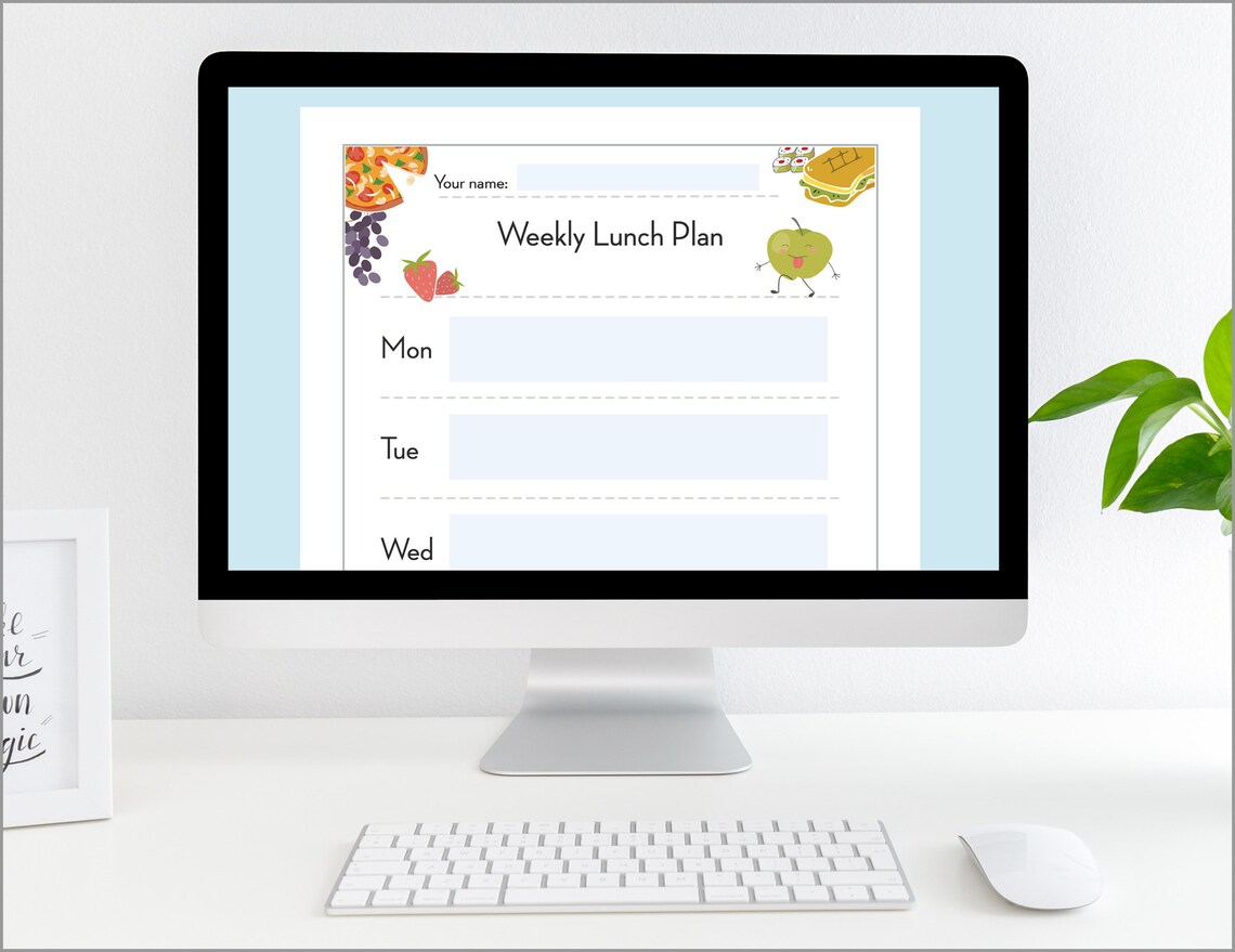 Kids Printable + Editable Weekly Lunch Planner | Simple Kids School ...