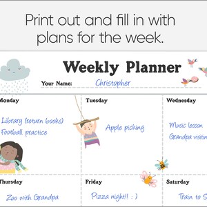 Printable Weekly Schedule | Simple Kids School and Activity Planner ...