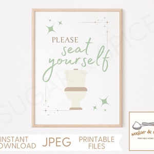 Please Seat Yourself Bathroom Sign, Toilet Rules Funny Bathroom Signs Printable Wall Art, Restroom Humor Guest Bathroom Decor - DOWNLOAD
