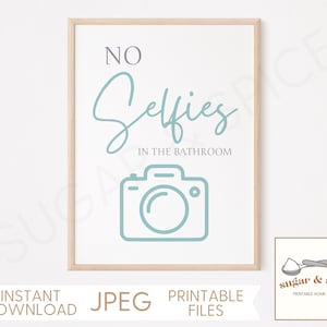 No Selfies In The Bathroom Sign, Camera Graphic Funny Bathroom Signs Printable Wall Art, Restroom Humor Guest Bathroom Decor -DOWNLOAD