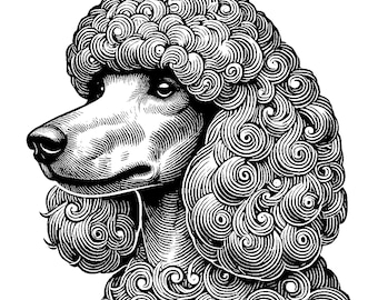 Standard Poodle SVG Line Art Collection: Volume 1 - Laser Engraving Vector Graphics of Cute Poodles