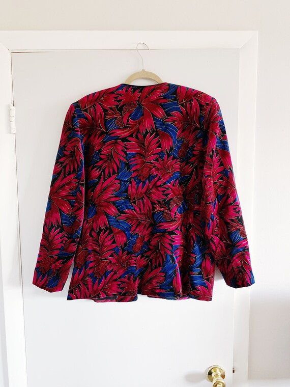 Tropical Jungle Print Velvet Blazer - image 9