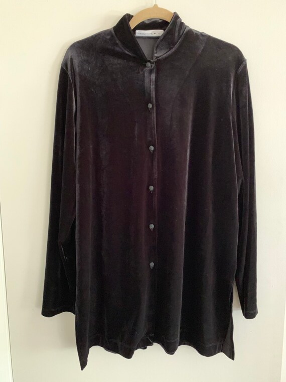 Black Velvet Tunic with Mandarin Collar - image 4