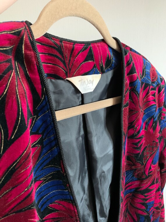 Tropical Jungle Print Velvet Blazer - image 2